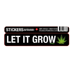 Let it Grow - weed 1 x 5 inches mini bumper sticker Make a statement with these great designs sized perfectly for items like computers, cell phones or bigger items like your car! Dimensions: 1" x 5 inch -Printed vinyl -Outdoor durable and ultra removable -Waterproof